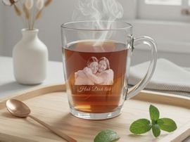 Teeglas mit Gravur Motiv Glück ist