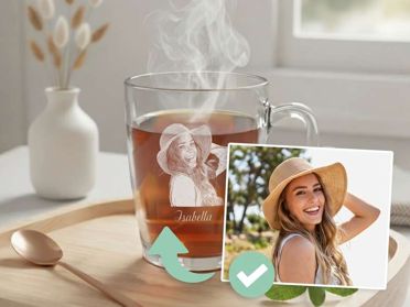 Teeglas graviert mit Foto