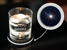 LED-Untersetzer schwarz für Trinkglas