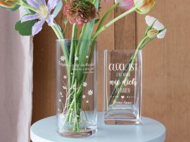 Gravierte Vase rund oder eckig