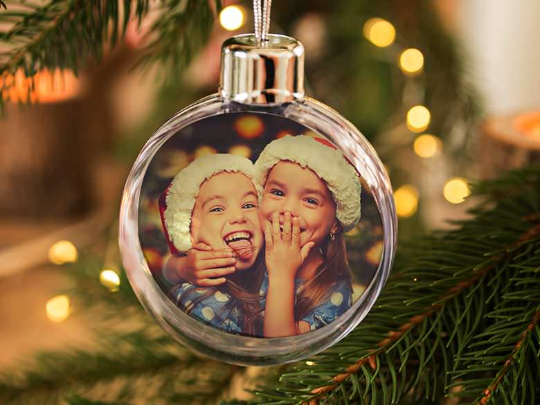 Weihnachtskugel aus Glas mit Foto Deine persönliche Christbaumkugel TOP
