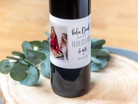 Wein-Etikett als Dankeschön