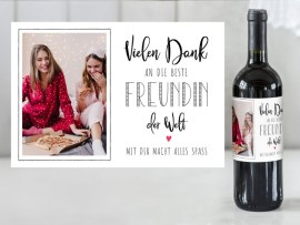 Weinetikett Motiv Danke