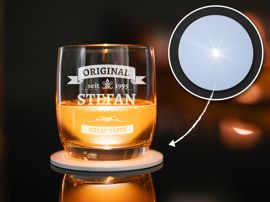 LED-Untersetzer weiß für Whiskyglas