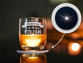 LED-Untersetzer schwarz für Whiskyglas