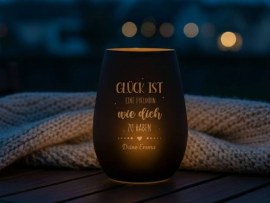 Graviertes Windlicht schwarz