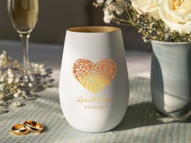 Personalisiertes Windlicht weiß