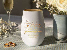 Windlicht mit Gravur zur Hochzeit