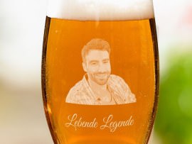 Bierglas mit Fotogravur