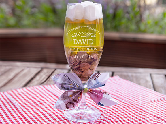 Geldgeschenk Bierglas