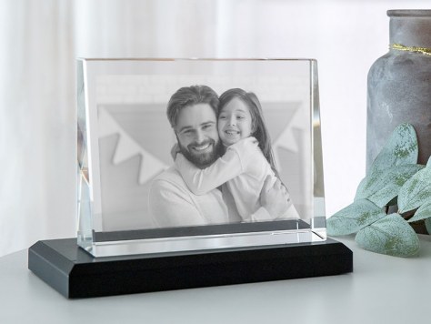 Glasfoto Papa und Kind