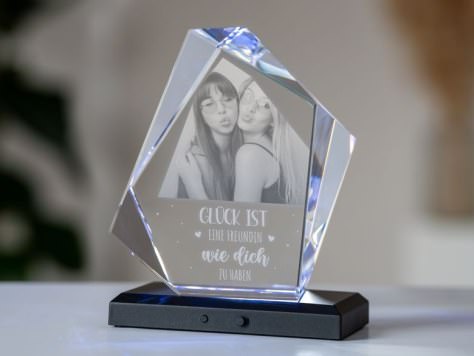 Glaskristall mit Foto Freundinnen