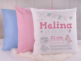 Kissen blau und rosa