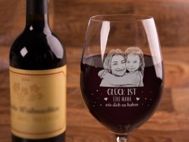 Rotweinglas mit Foto für Mama