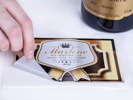 Sektetikett aus selbstklebender Folie