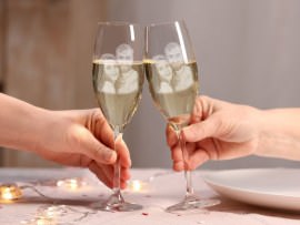 Sektglas mit Fotogravur