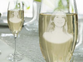 Sektglas mit Fotogravur