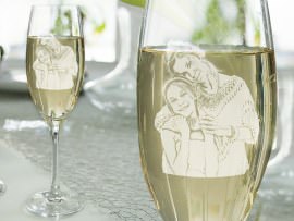 Sektglas mit Fotogravur