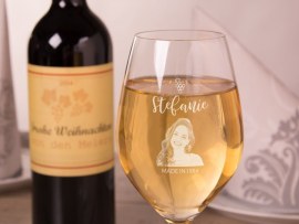 Weißweinglas graviert mit Foto