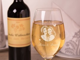 Weißweinglas mit Foto für Freundinnen