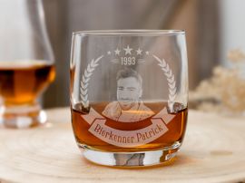 Whiskyglas mit Fotogravur