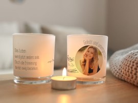 Windlicht mit Foto zum Gedenken an Verstorbene