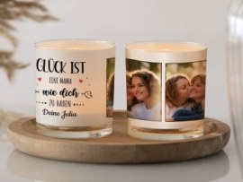 Windlicht mit Foto für Mama