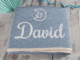 Babydecke mit Name blau