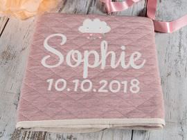 Babydecke mit Name rosa