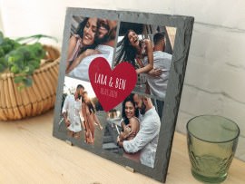 Schieferplatte mit Fotos Geschenkidee Valentinstag Freundin