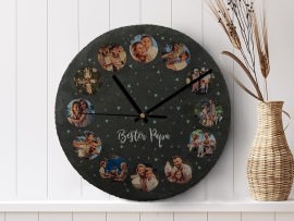 Schieferuhr mit Fotos