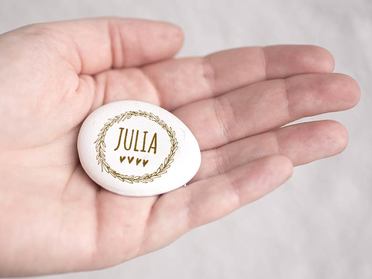 Fotostein als Weihnachtsdeko am Weihnachtstisch