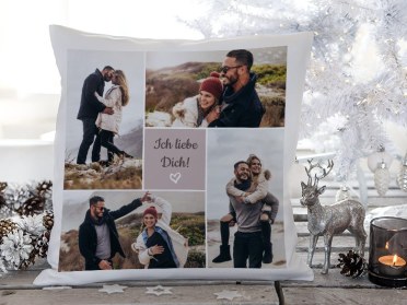 Fotokissen als Weihnachtsdeko fürs Wohnzimmer