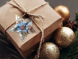 Weihnachtsaufkleber mit Foto